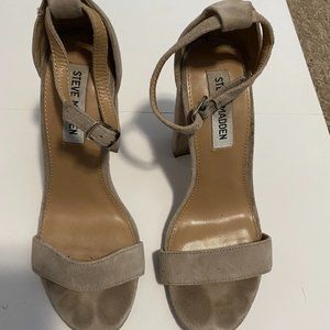 Tan toe and ankle strap heels from Steve Madden